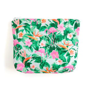 Flamingos Teal Essentials Pouch