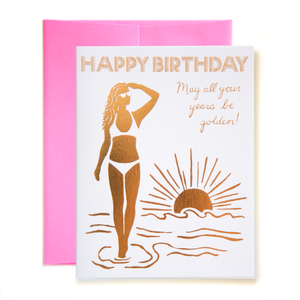 May All Your Years Be Golden! Happy Birthday Card
