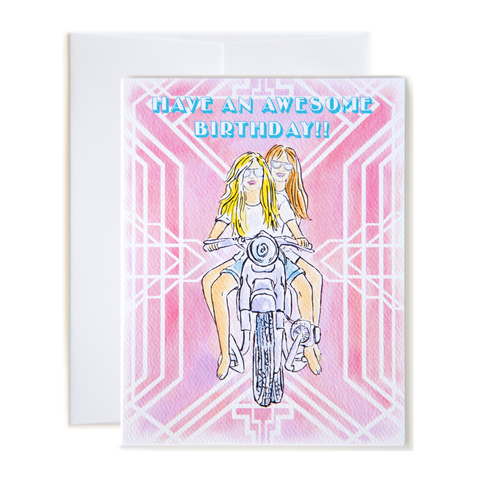 Have an Awesome Birthday!! Motorcycle Babes Card