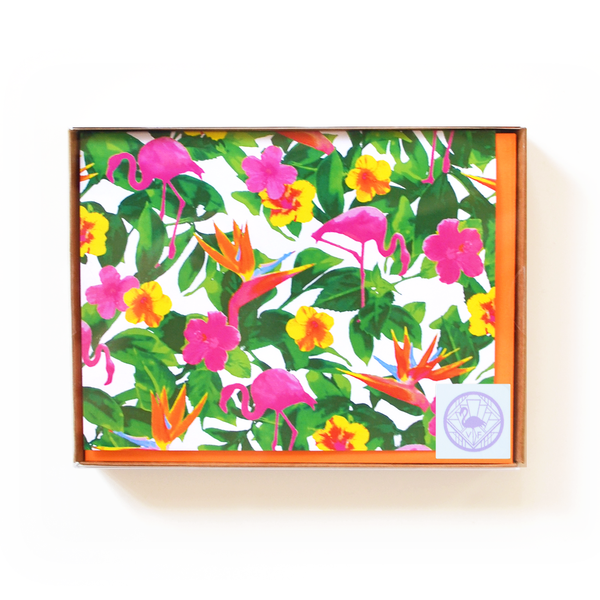 Flamingo Print White Notecard Boxed Set