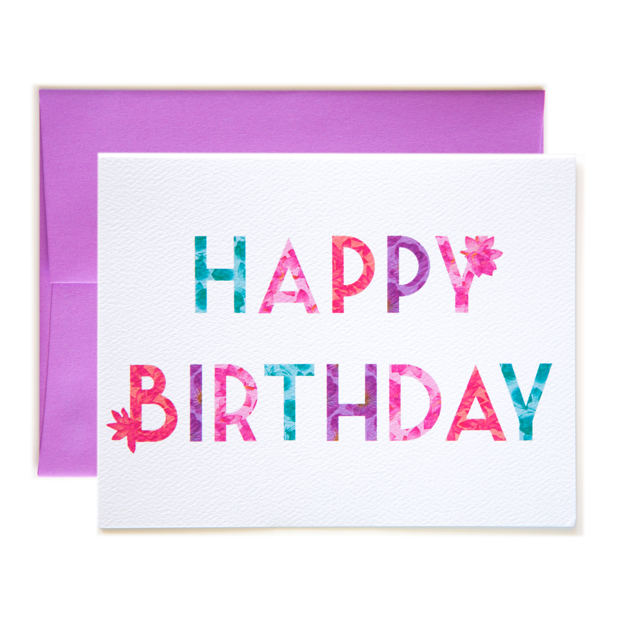 Floral Letters Happy Birthday Card