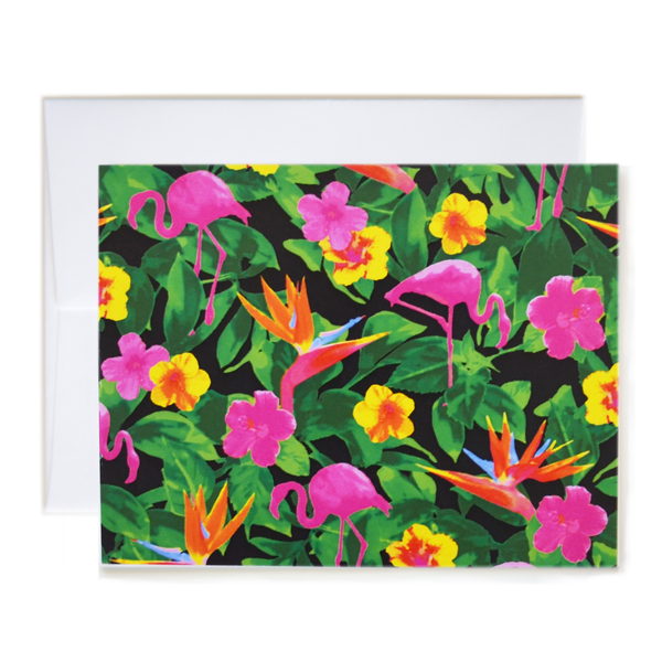 Flamingo Print Black Notecard Boxed Set