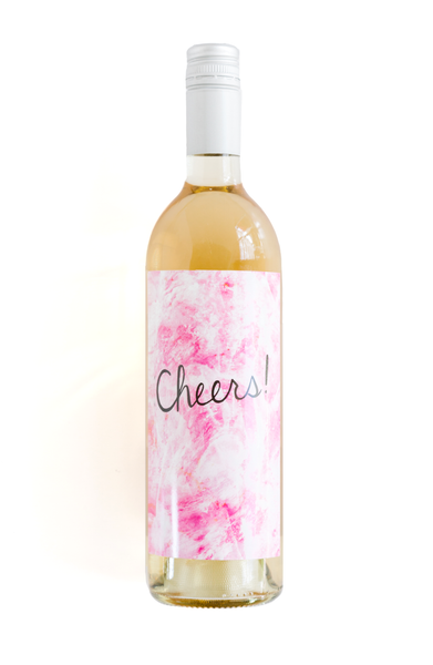 Wave Cheers Pink Bottle Label- Set of 3