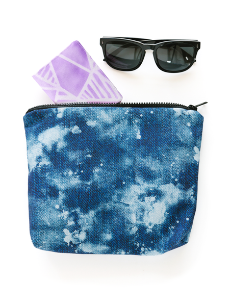 Bleached Denim Essentials Pouch